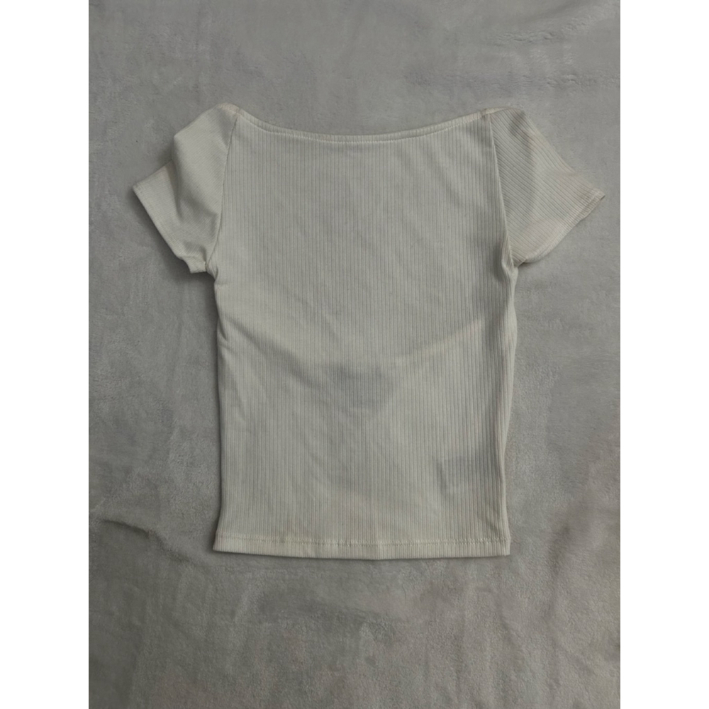 Urban Outfitters Ribbed Scoop Back Top | XS | White Short Sleeve